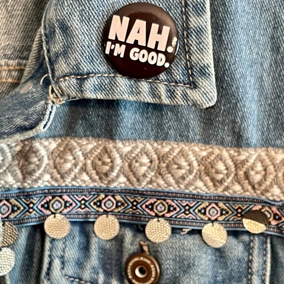 Boom Boom Jeans Denim Jacket Sz Med. 5-Button Front 2 Pockets S1151-400 - Picture 7 of 12